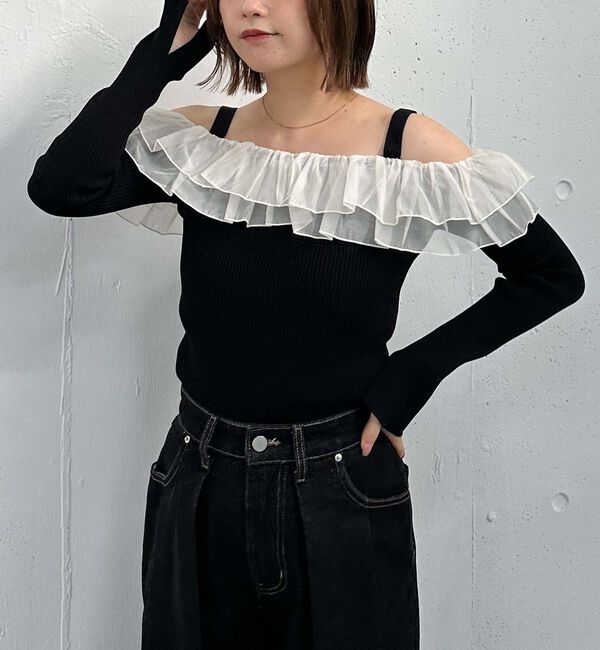 archives「ドッキングフリルオフショルリブニット」|ニット・セーター|