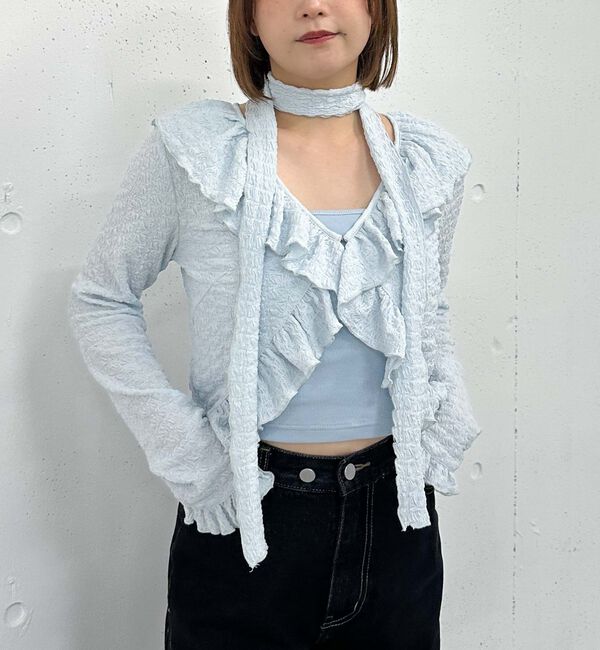 archives「カットＪＱラッフルＴＯＰＳキャミＳＥＴ」|カーディガン|BLUE