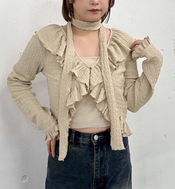 archives「カットＪＱラッフルＴＯＰＳキャミＳＥＴ」|カーディガン|BEIGE