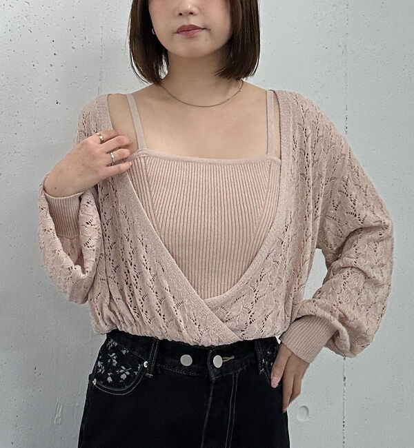 archives「マルチＷＡＹ透かしカシュクールニットアンサンブル」|カーディガン|PINK