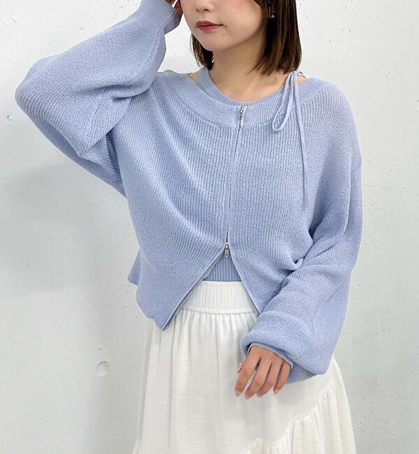 archives「オフショルアメスリニットアンサンブル」|カーディガン|BLUE