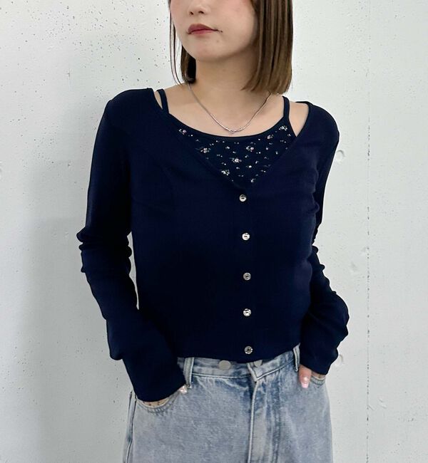 archives「花柄アメスリカットアンサンブル」|カーディガン|NAVY