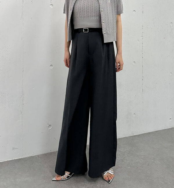 archives「ベルト付麻調タックワイドスラックス」|チノ|