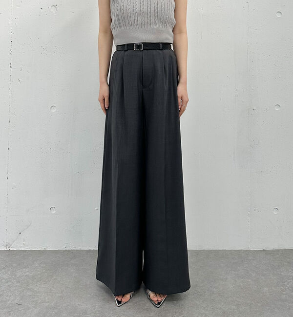 archives「ベルト付麻調タックワイドスラックス」|チノ|