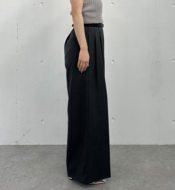 archives「ベルト付麻調タックワイドスラックス」|チノ|