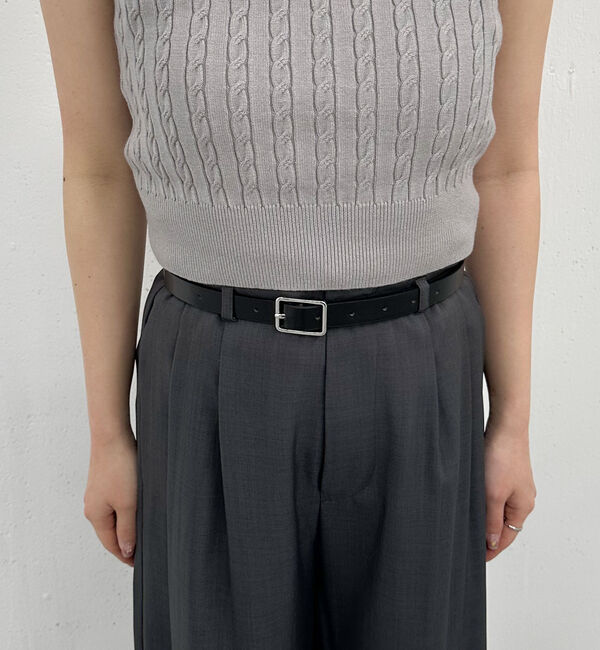 archives「ベルト付麻調タックワイドスラックス」|チノ|