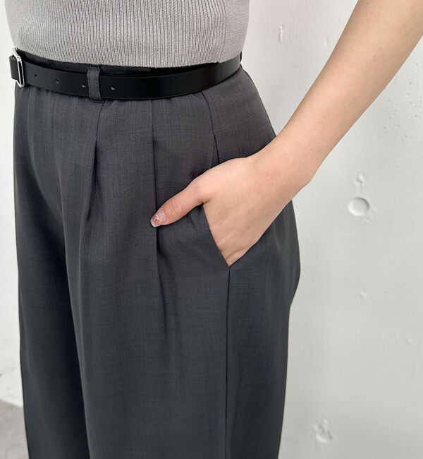 archives「ベルト付麻調タックワイドスラックス」|チノ|