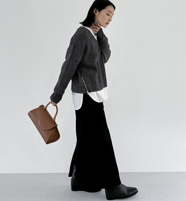 Doux archives「サイドＺＩＰＶネックニット」|カーディガン|