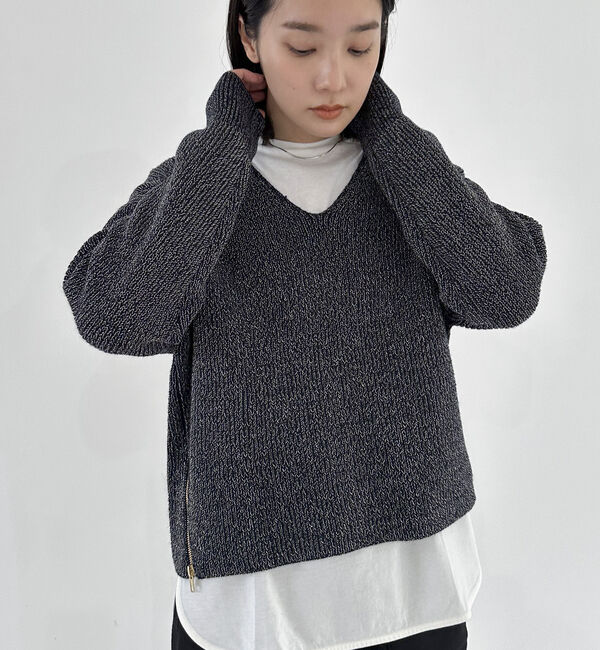 Doux archives「サイドＺＩＰＶネックニット」|カーディガン|
