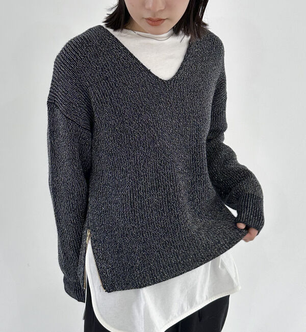 Doux archives「サイドＺＩＰＶネックニット」|カーディガン|