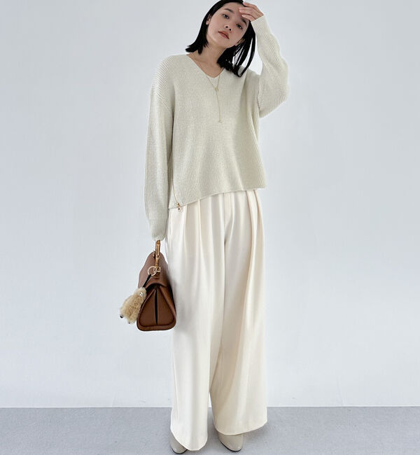 Doux archives「サイドＺＩＰＶネックニット」|カーディガン|