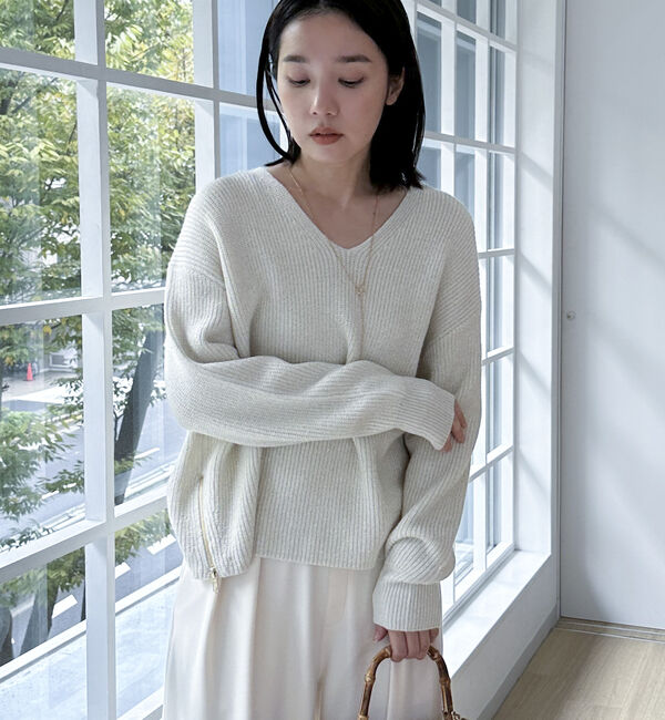 Doux archives「サイドＺＩＰＶネックニット」|カーディガン|