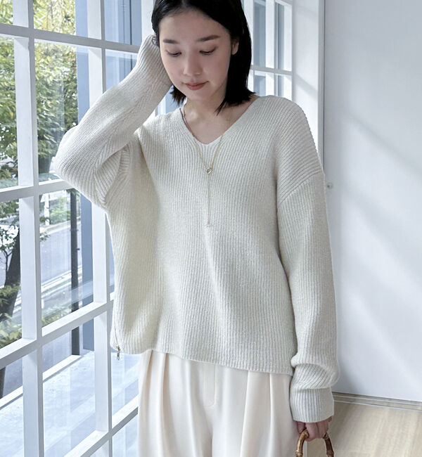 Doux archives「サイドＺＩＰＶネックニット」|カーディガン|