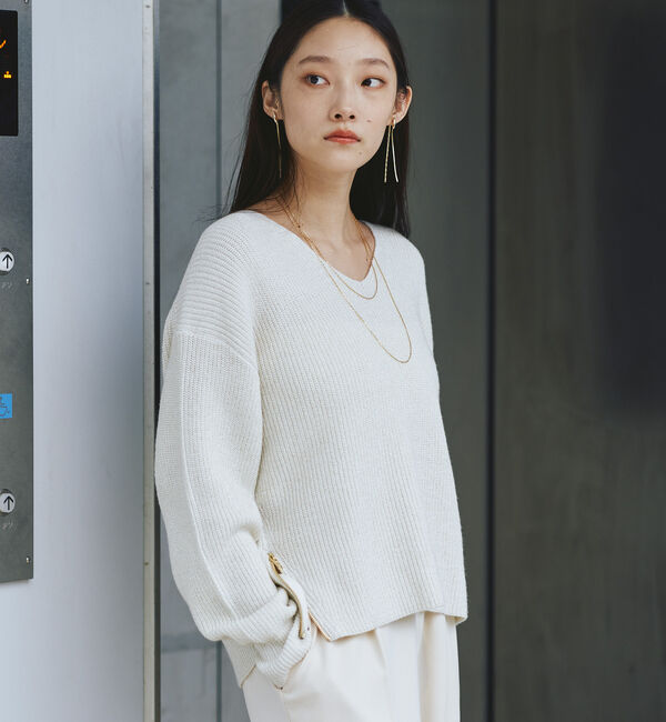 Doux archives「サイドＺＩＰＶネックニット」|カーディガン|