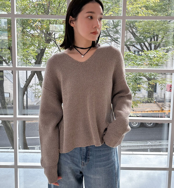 Doux archives「サイドＺＩＰＶネックニット」|カーディガン|MOCHA