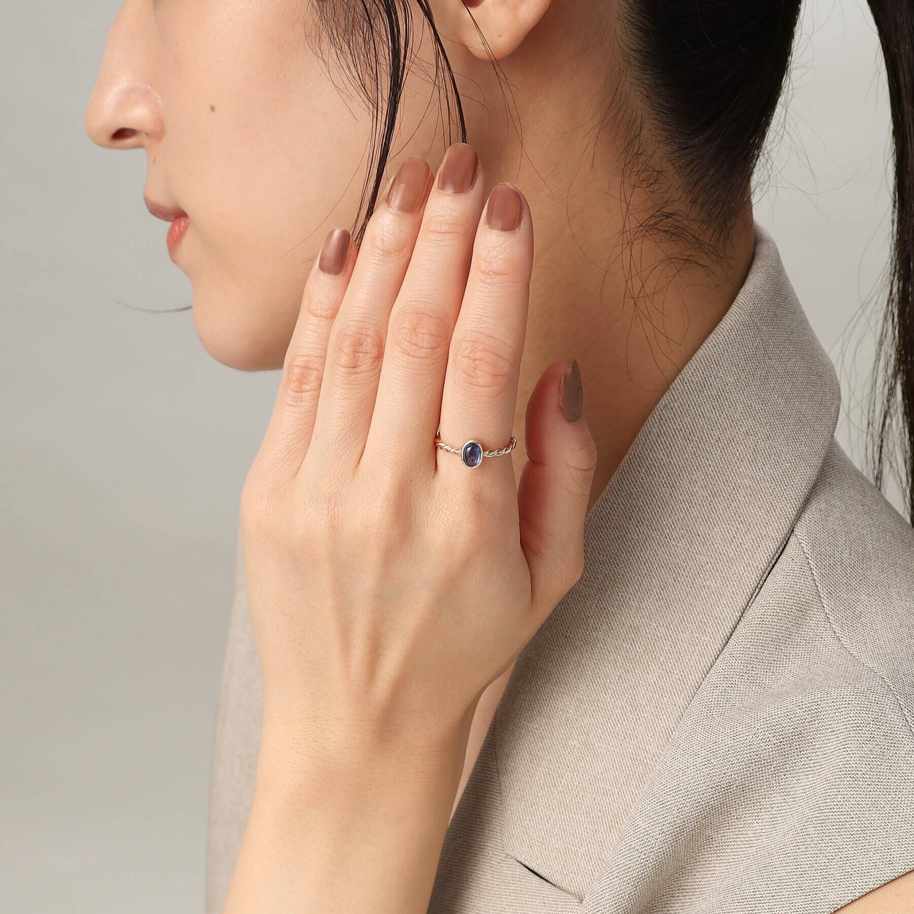 COCOSHNIK「K10カイヤナイト オーバルカボション リング」|リング|