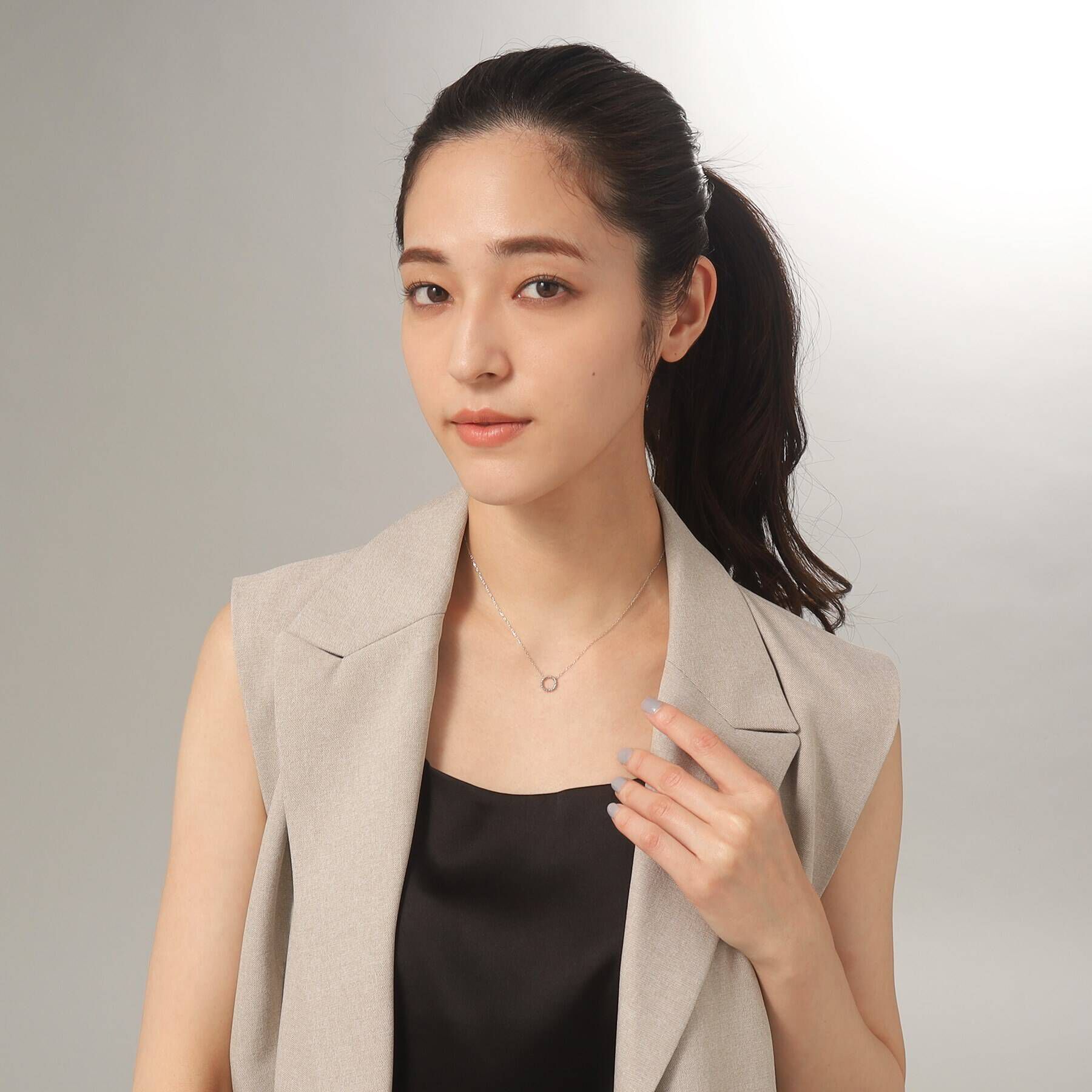 COCOSHNIK「プラチナ カットビーズ サークルネックレスSS」|ネックレス|