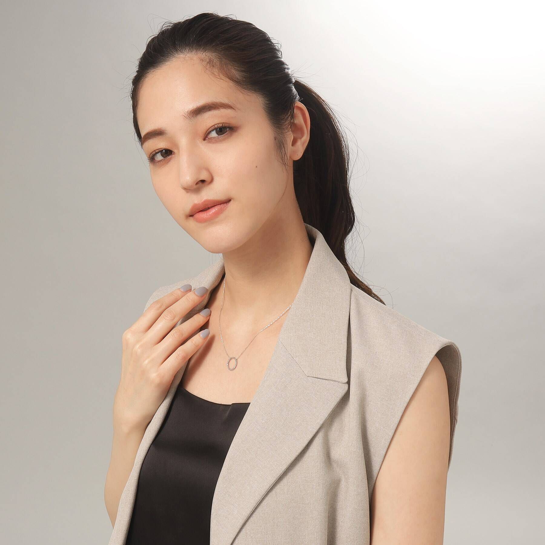 COCOSHNIK「プラチナ カットビーズ サークルネックレスS」|ネックレス|