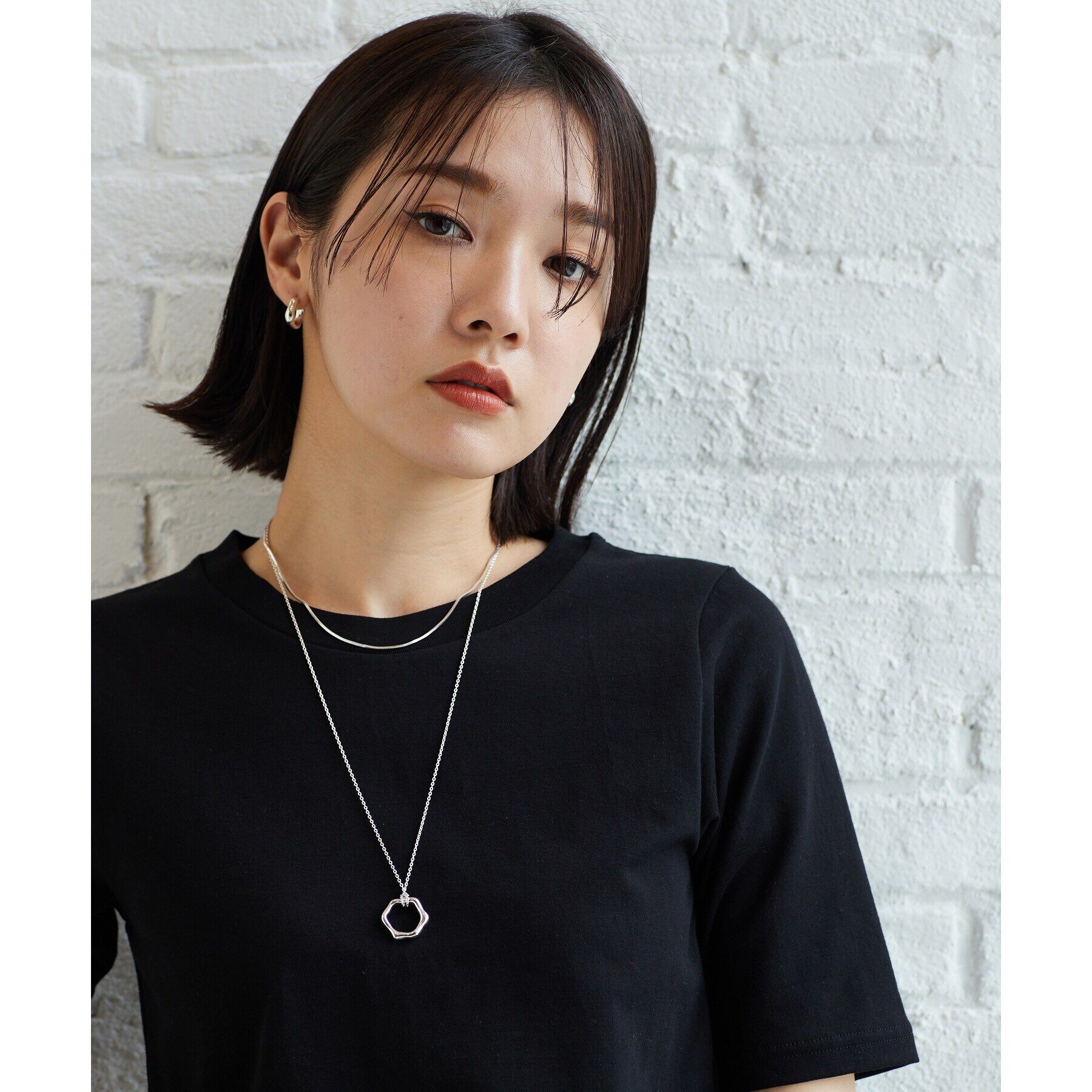 COCOSHNIK ONKITSCH「シルバー ニュアンスピアス フープ」|ピアス|