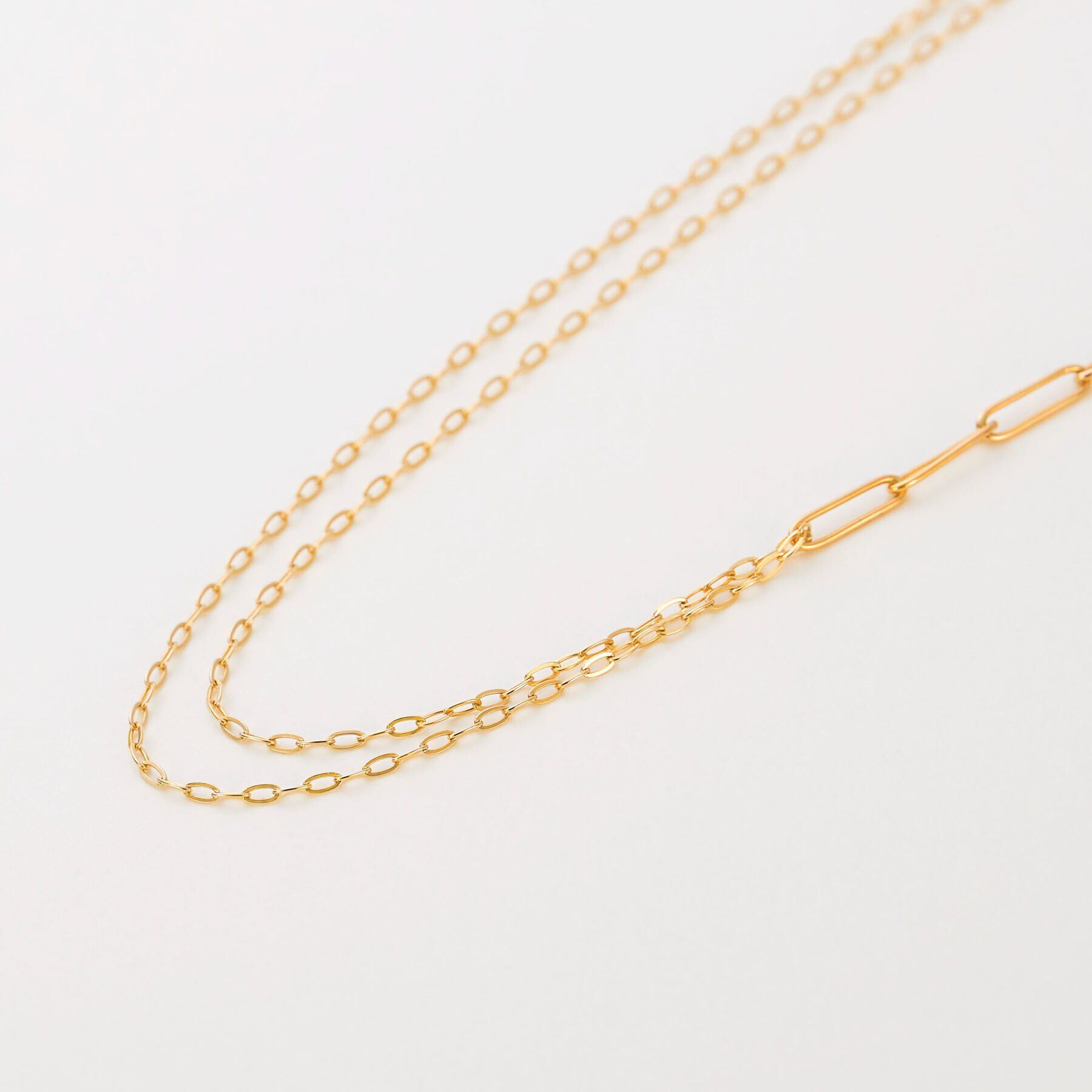 COCOSHNIK「K10PCロング・長アズキミックスチェーン ネックレス」|ネックレス|