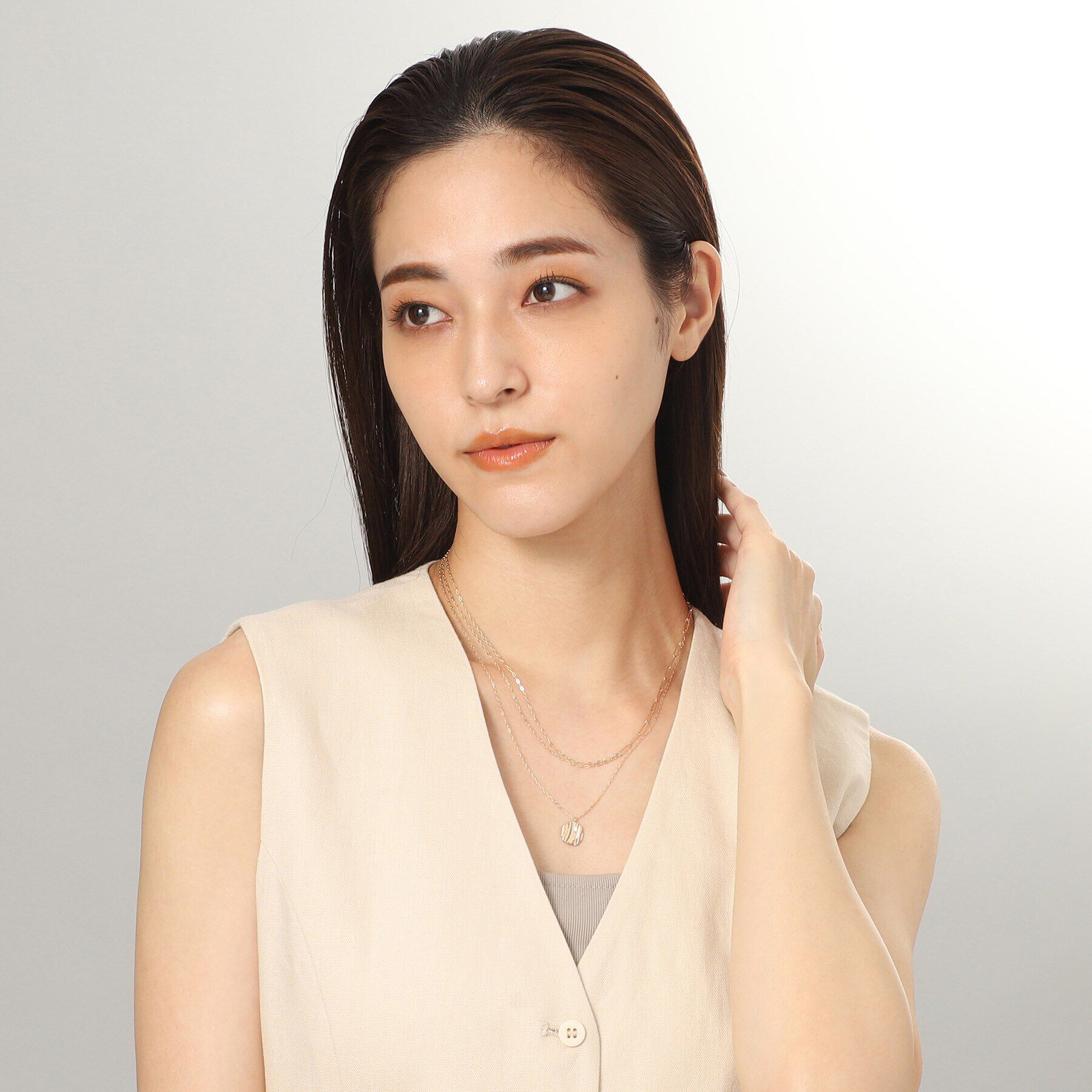 COCOSHNIK「K10PCロング・長アズキミックスチェーン ネックレス」|ネックレス|