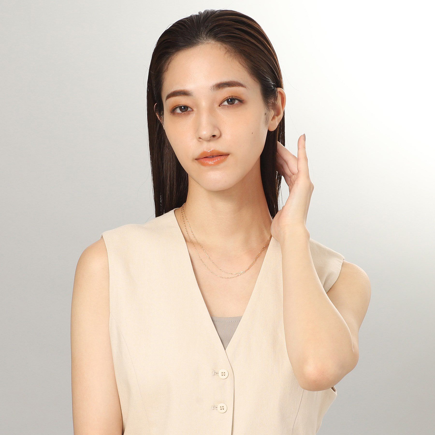 COCOSHNIK「K10PCロング・長アズキミックスチェーン ネックレス」|ネックレス|