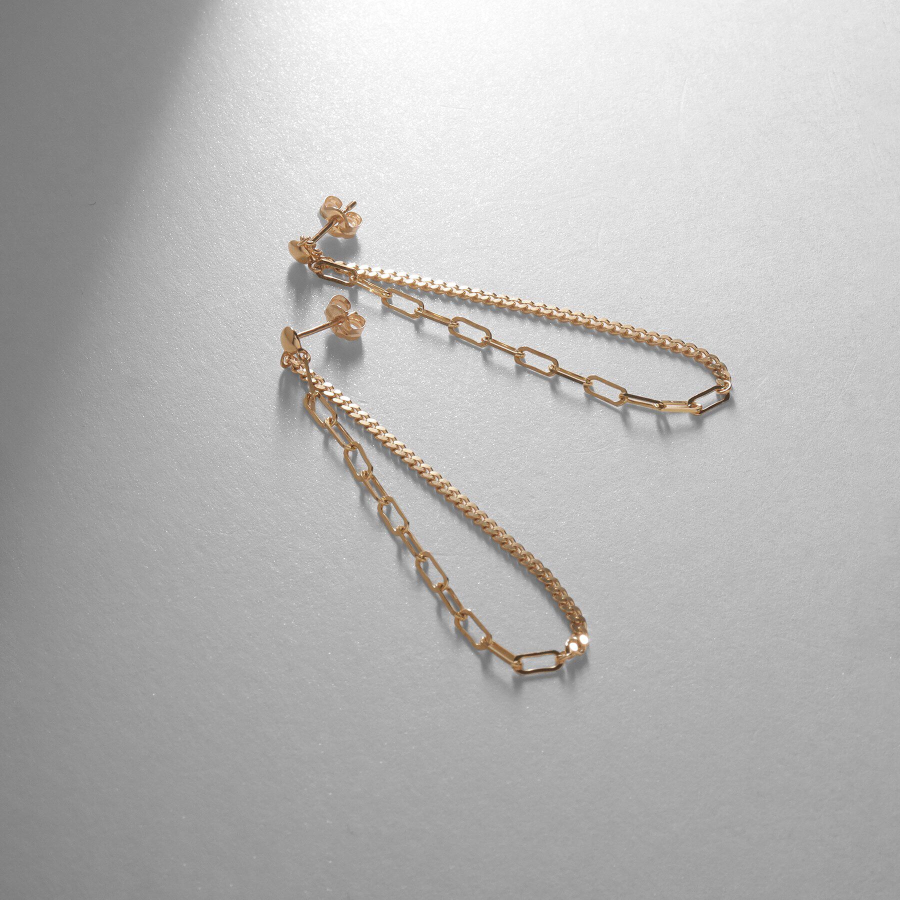 COCOSHNIK「K10キヘイ&times;ケーブルチェーンセパレート スタッドピアス」|ピアス|