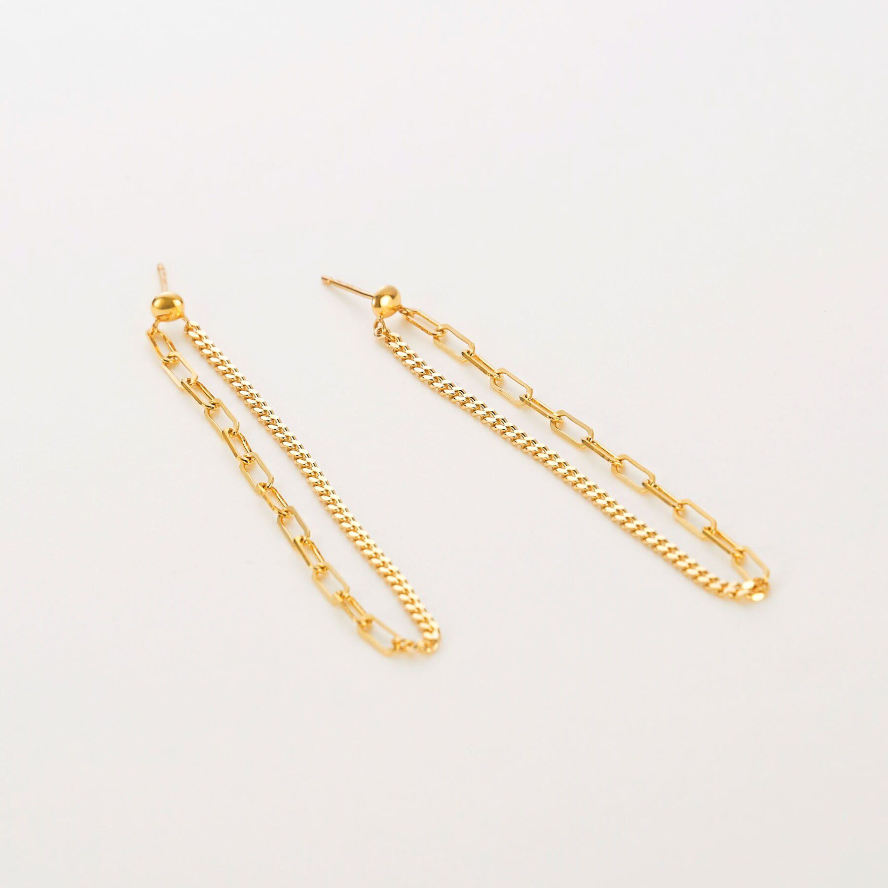 COCOSHNIK「K10キヘイ&times;ケーブルチェーンセパレート スタッドピアス」|ピアス|