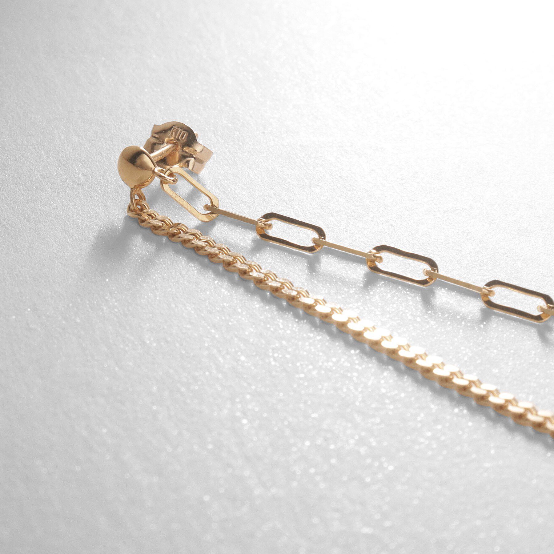 COCOSHNIK「K10キヘイ&times;ケーブルチェーンセパレート スタッドピアス」|ピアス|