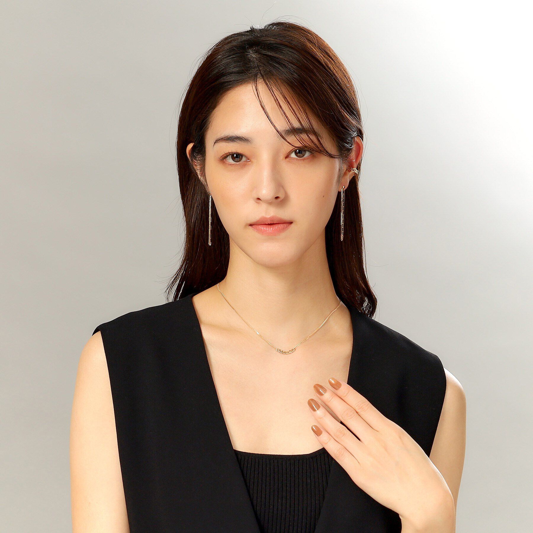 COCOSHNIK「K10キヘイ&times;ケーブルチェーンセパレート スタッドピアス」|ピアス|