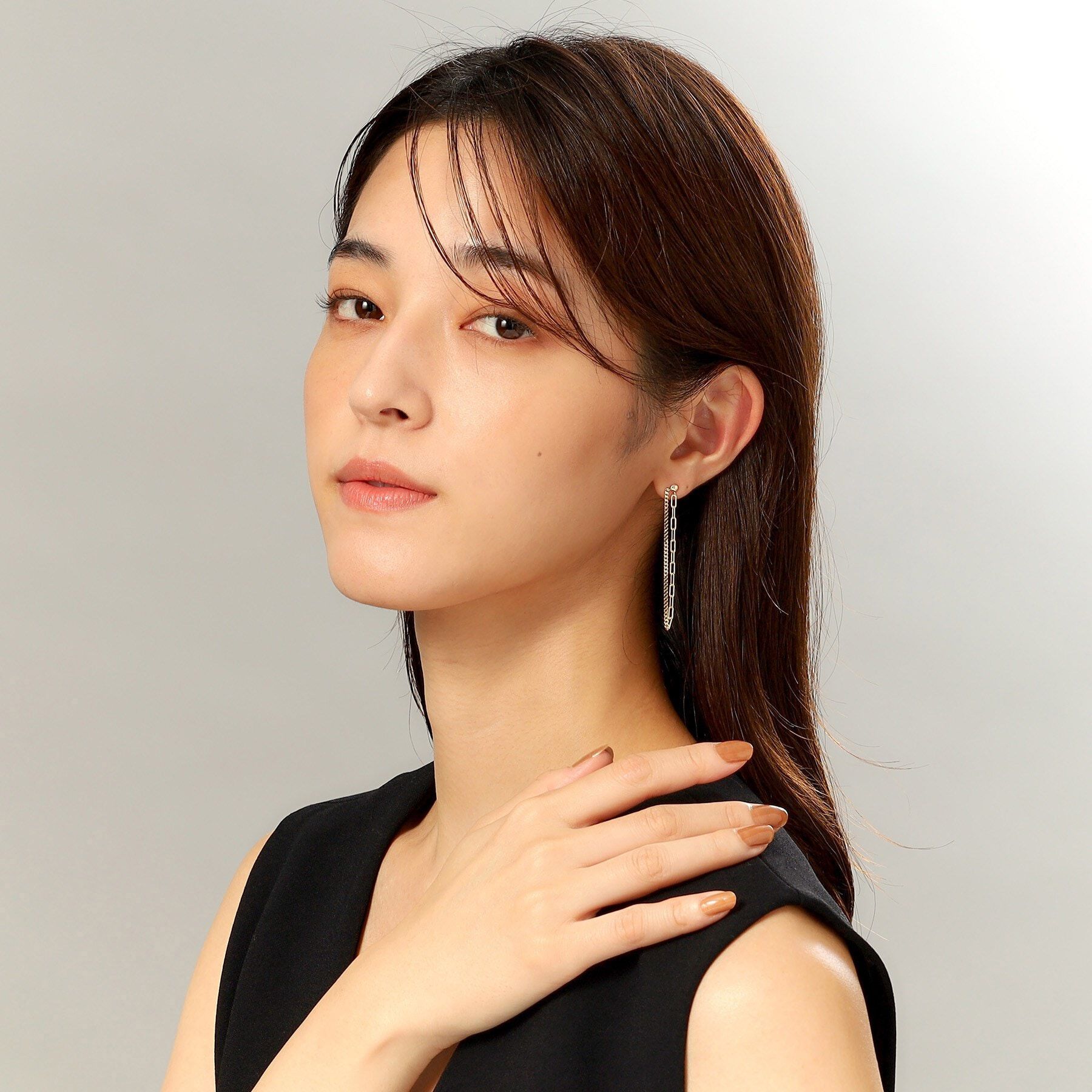 COCOSHNIK「K10キヘイ&times;ケーブルチェーンセパレート スタッドピアス」|ピアス|