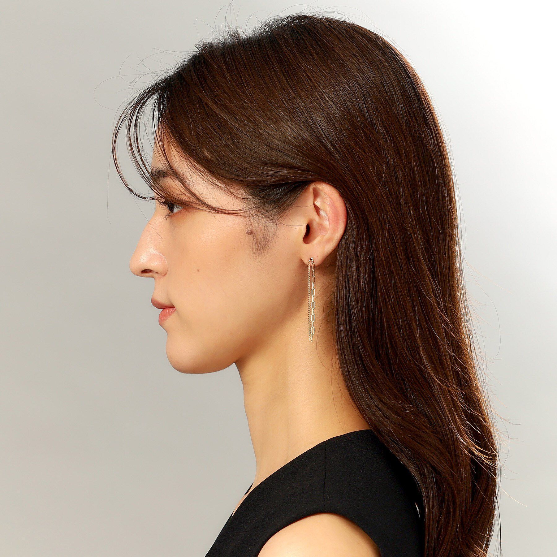 COCOSHNIK「K10キヘイ&times;ケーブルチェーンセパレート スタッドピアス」|ピアス|