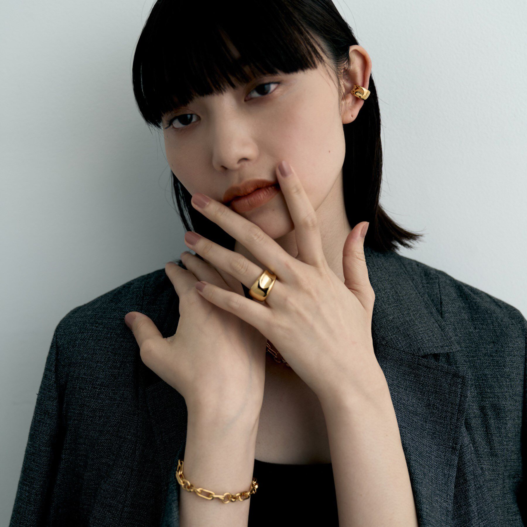 COCOSHNIK ONKITSCH「シルバー コンケイブイヤカフ GP」|イヤリング|