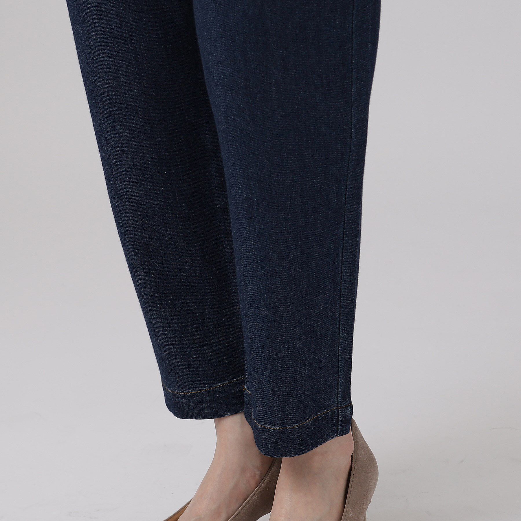 SHOO･LA･RUE「【SS-3L/洗える/美脚シルエット】ボトム選びが難しい方の救世主 デニムイージーテーパードパンツ」|デニム|