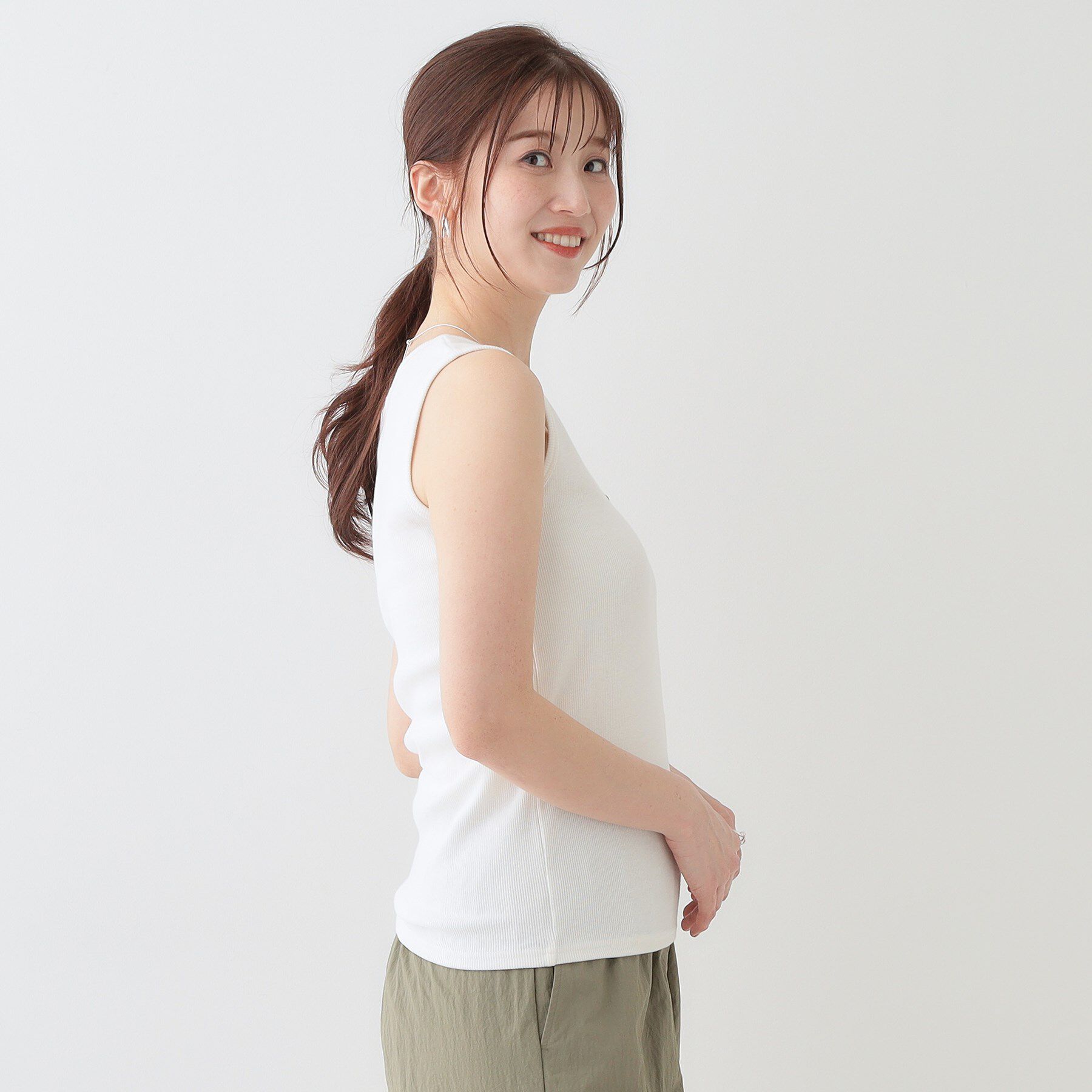 SHOO･LA･RUE「【洗える/S-LL】色違いで揃えたい テレコリブタンクトップ」|キャミソール|