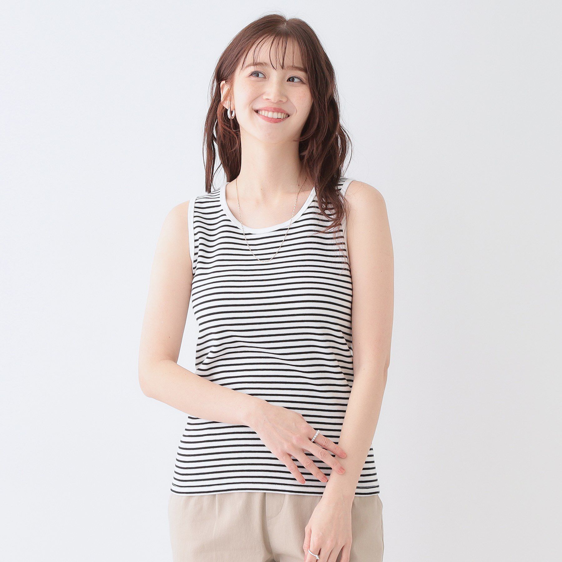 SHOO･LA･RUE「【洗える/S-LL】色違いで揃えたい テレコリブタンクトップ」|キャミソール|