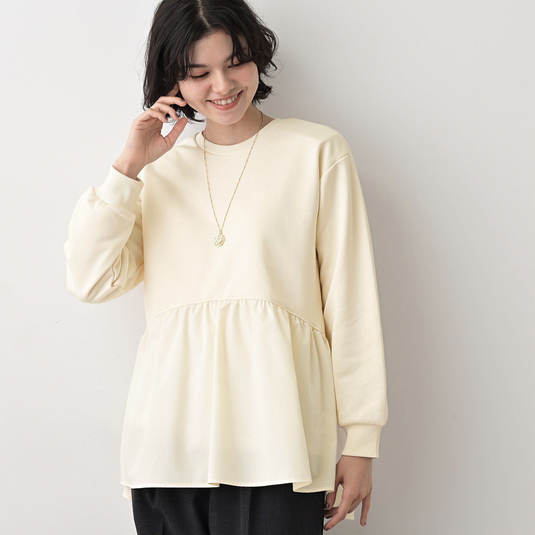 Dessin「【体型カバー/洗える】ペプラムスウェット」|Tシャツ・カットソー|