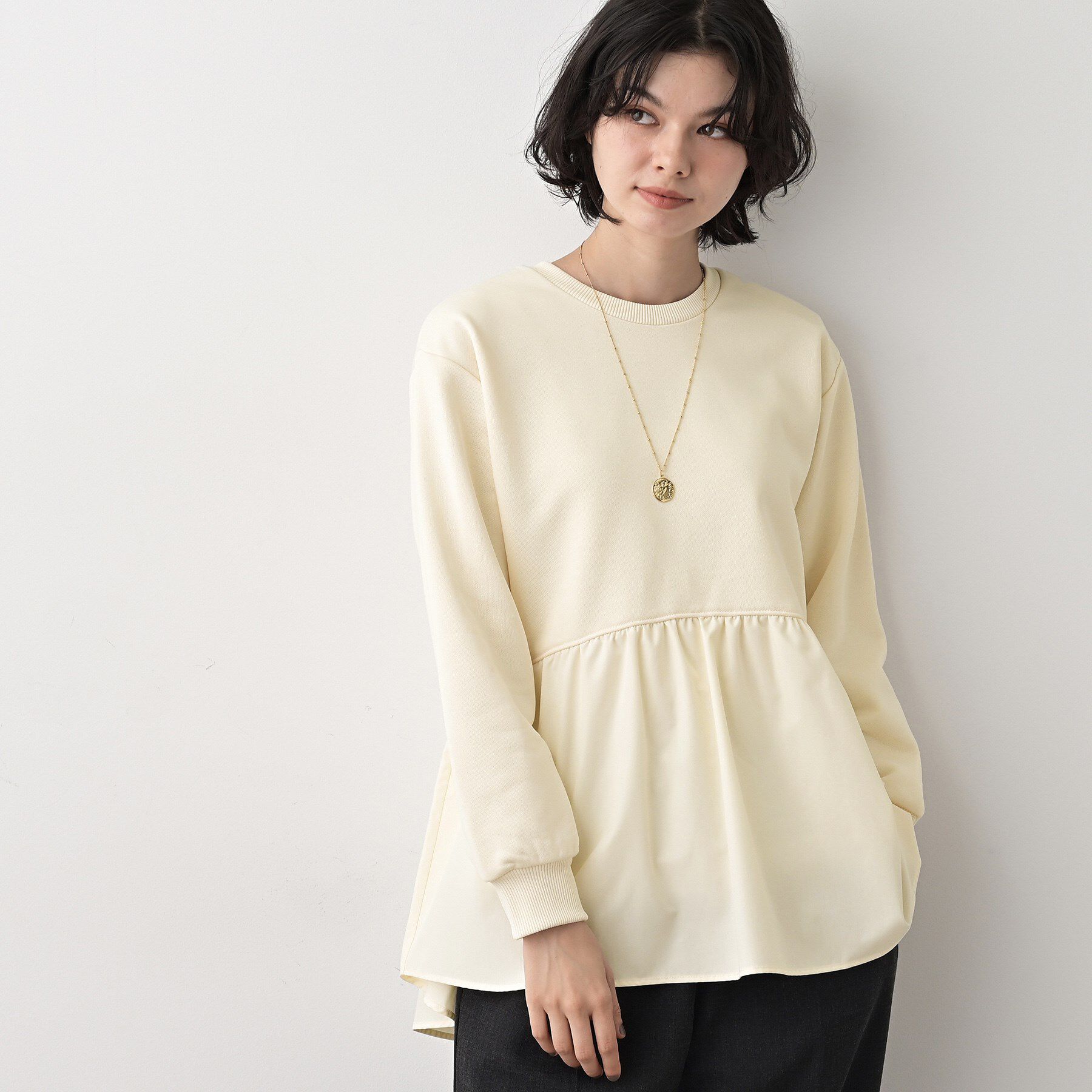 Dessin「【体型カバー/洗える】ペプラムスウェット」|Tシャツ・カットソー|