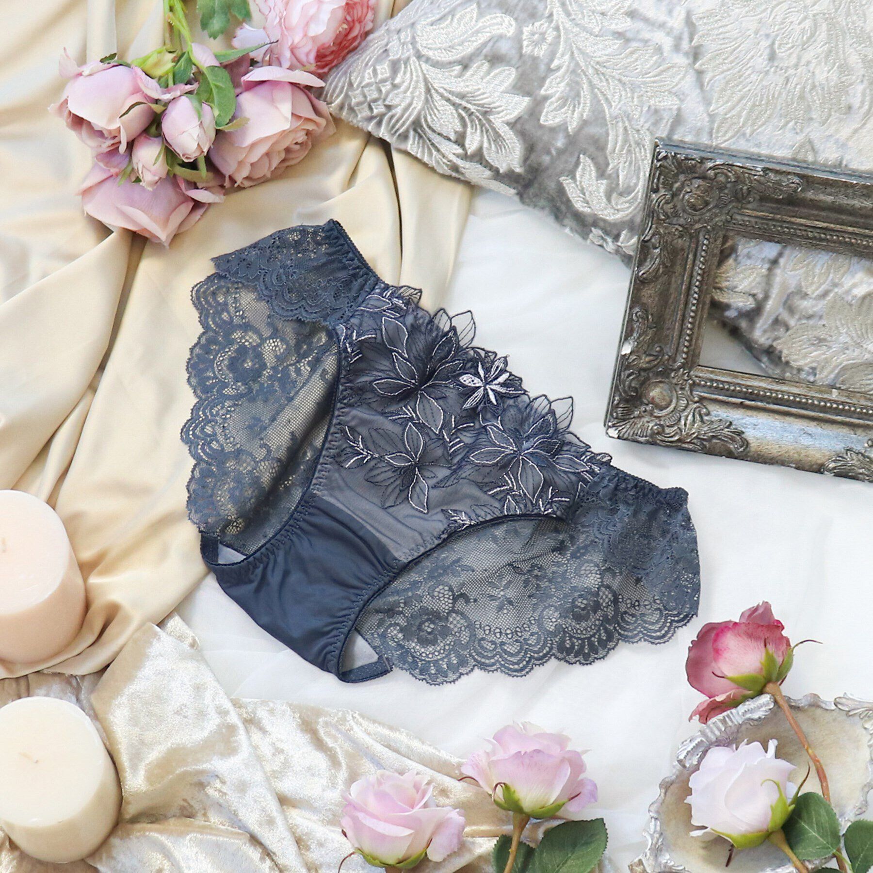 Risa Magli「リヴィア レースショーツ」|インナー|グレー(010)