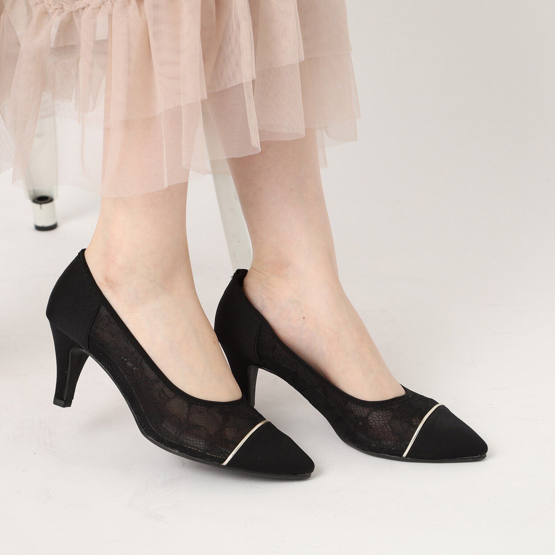 ESPERANZA「切替チュールレースパンプス」|パンプス|