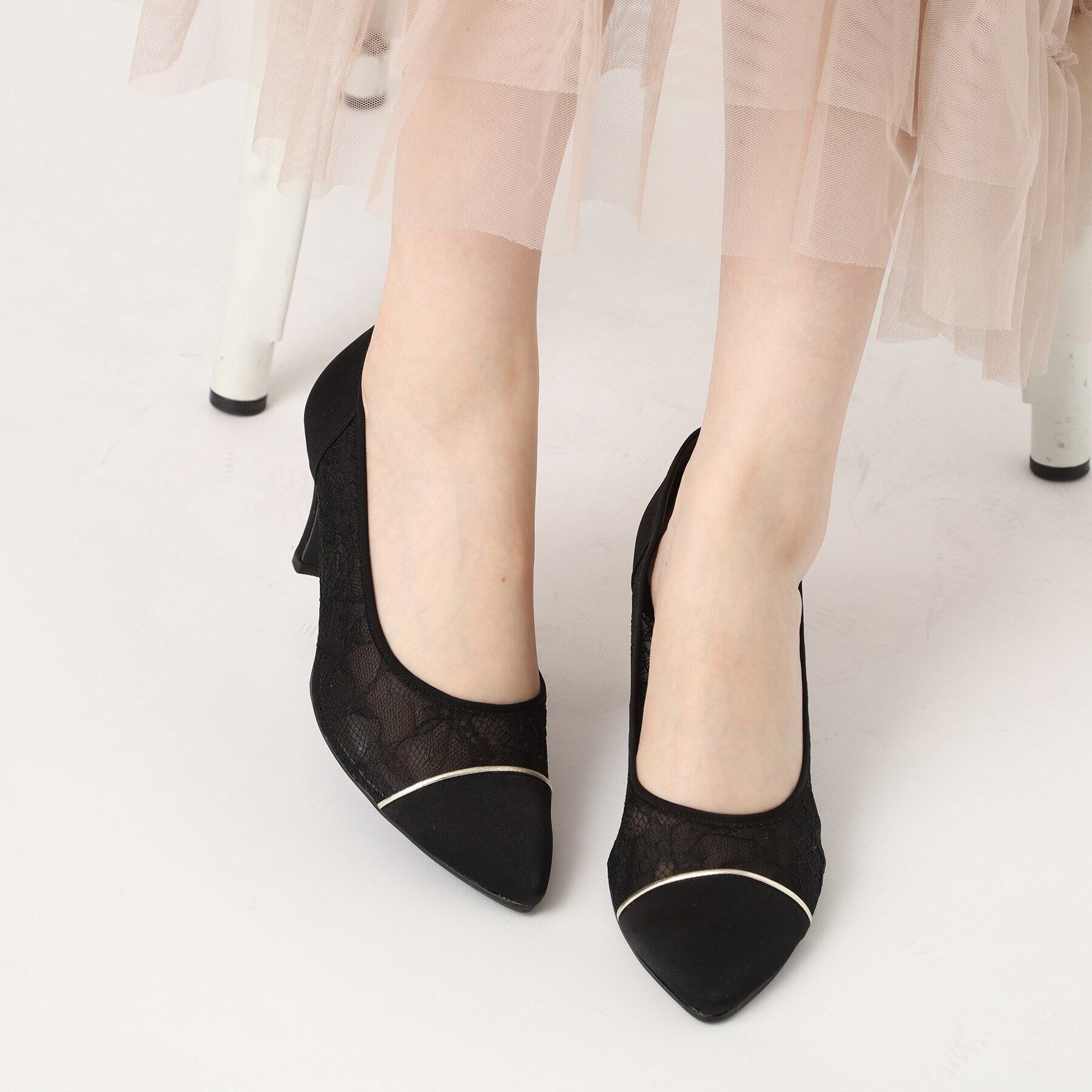 ESPERANZA「切替チュールレースパンプス」|パンプス|