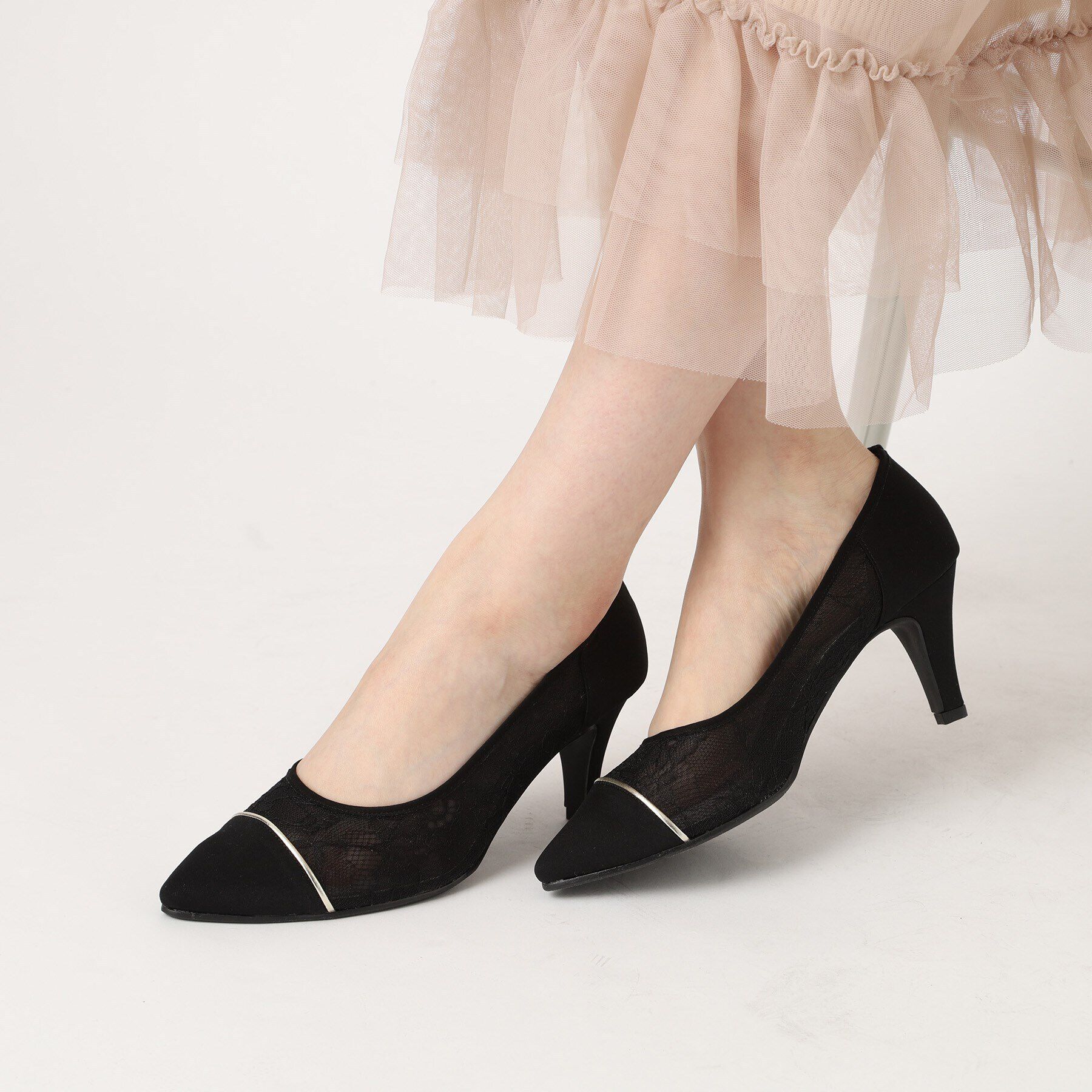 ESPERANZA「切替チュールレースパンプス」|パンプス|