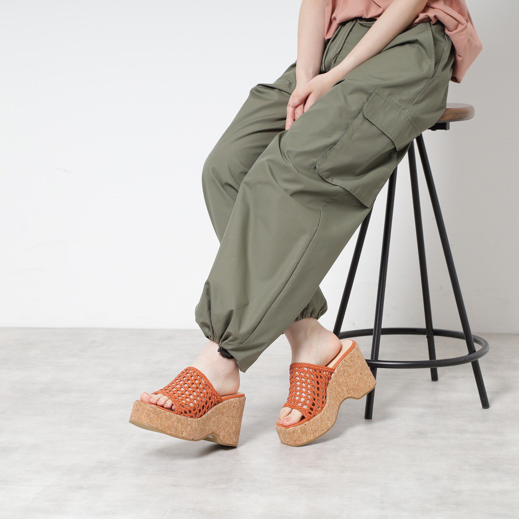 ESPERANZA「マクラメ編みウェッジミュール」|サンダル|