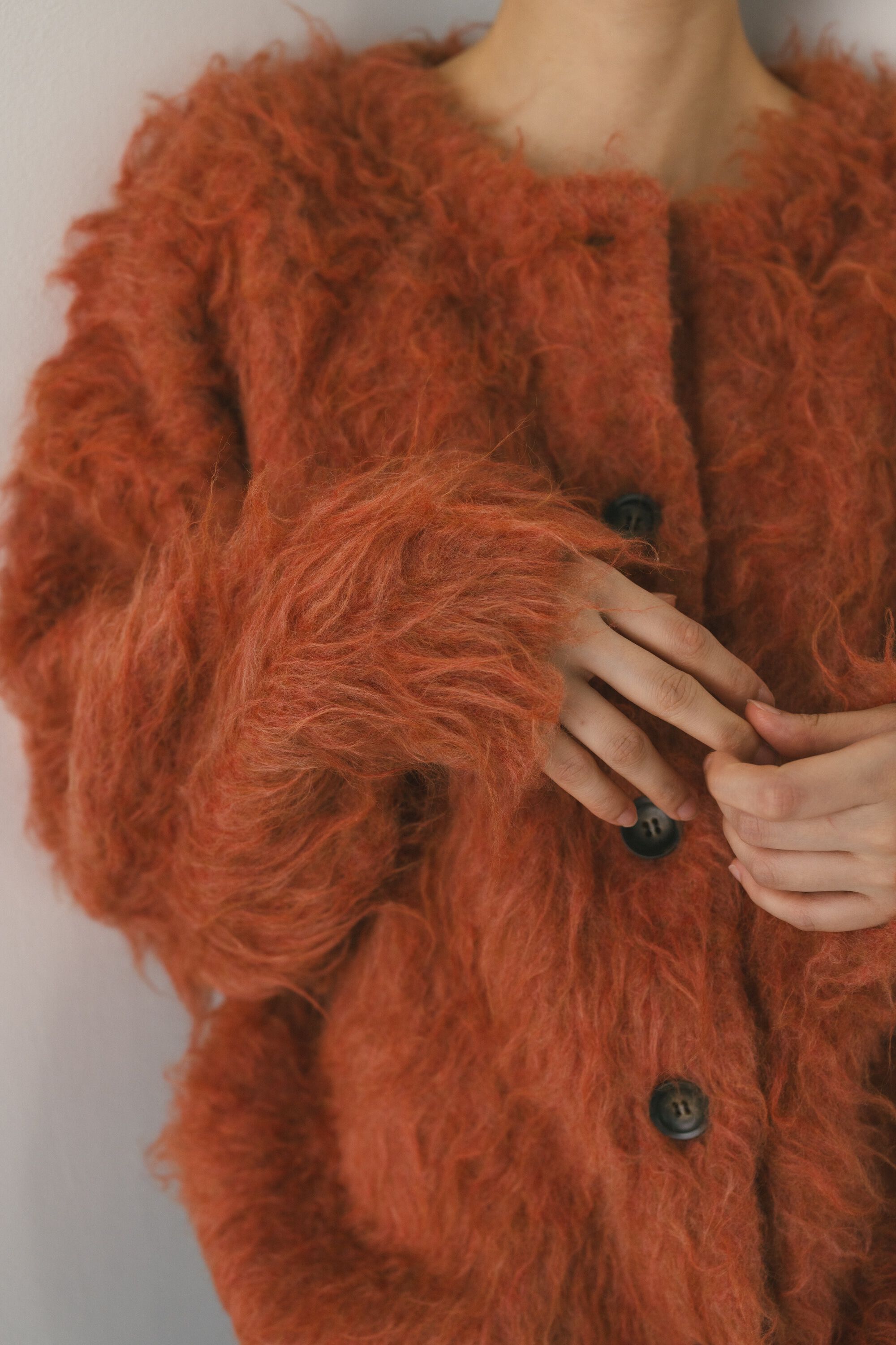 STYLEMIXER「ヘアリーカールクルーニットカーデ」|カーディガン|