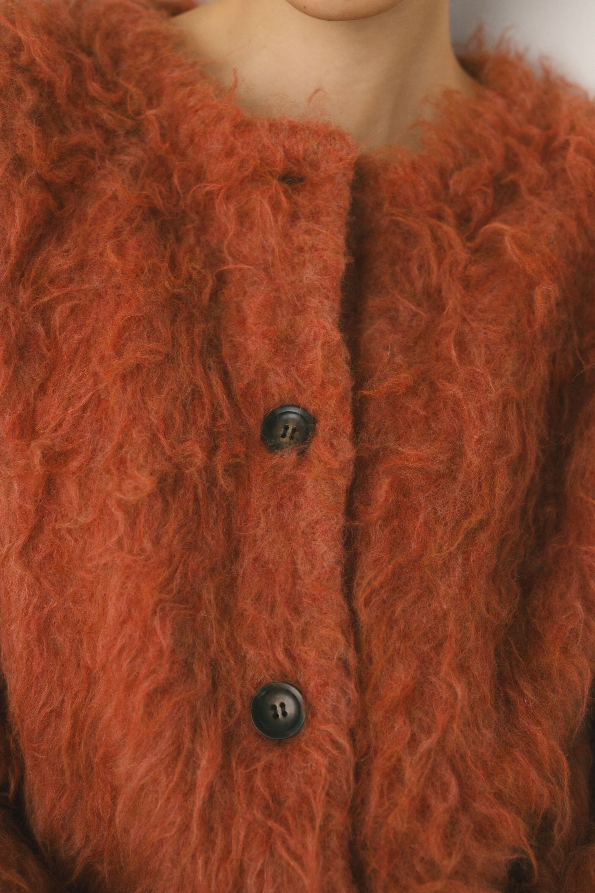 STYLEMIXER「ヘアリーカールクルーニットカーデ」|カーディガン|