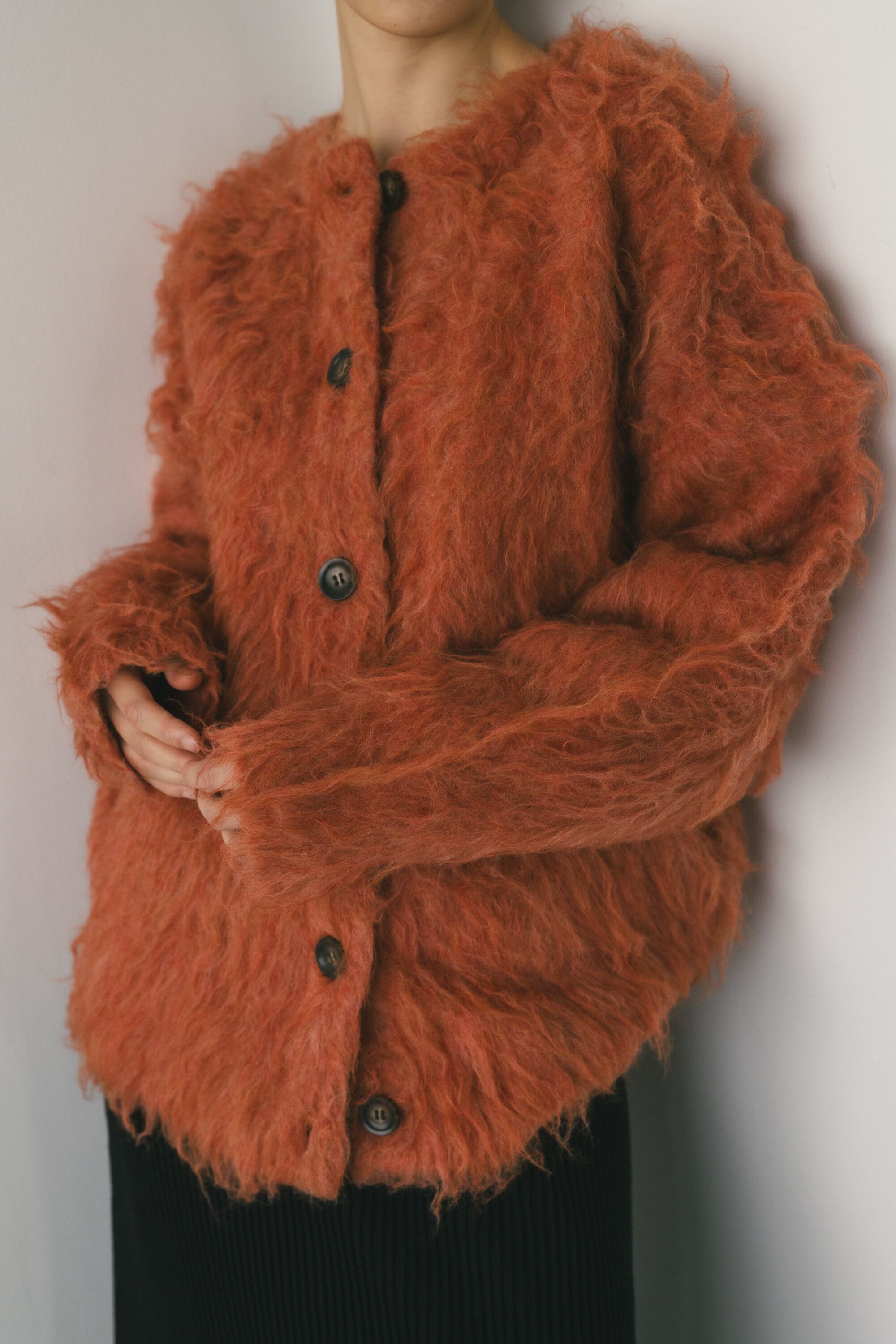 STYLEMIXER「ヘアリーカールクルーニットカーデ」|カーディガン|