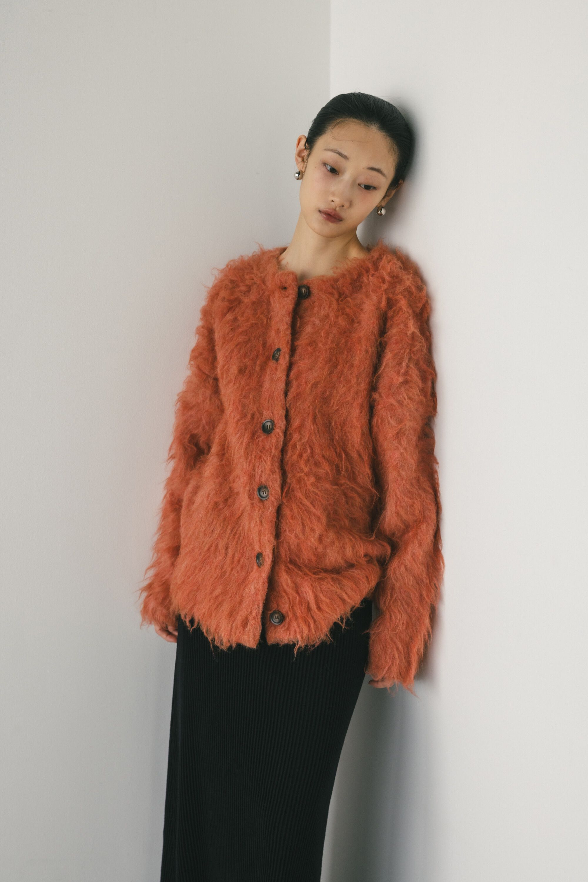 STYLEMIXER「ヘアリーカールクルーニットカーデ」|カーディガン|