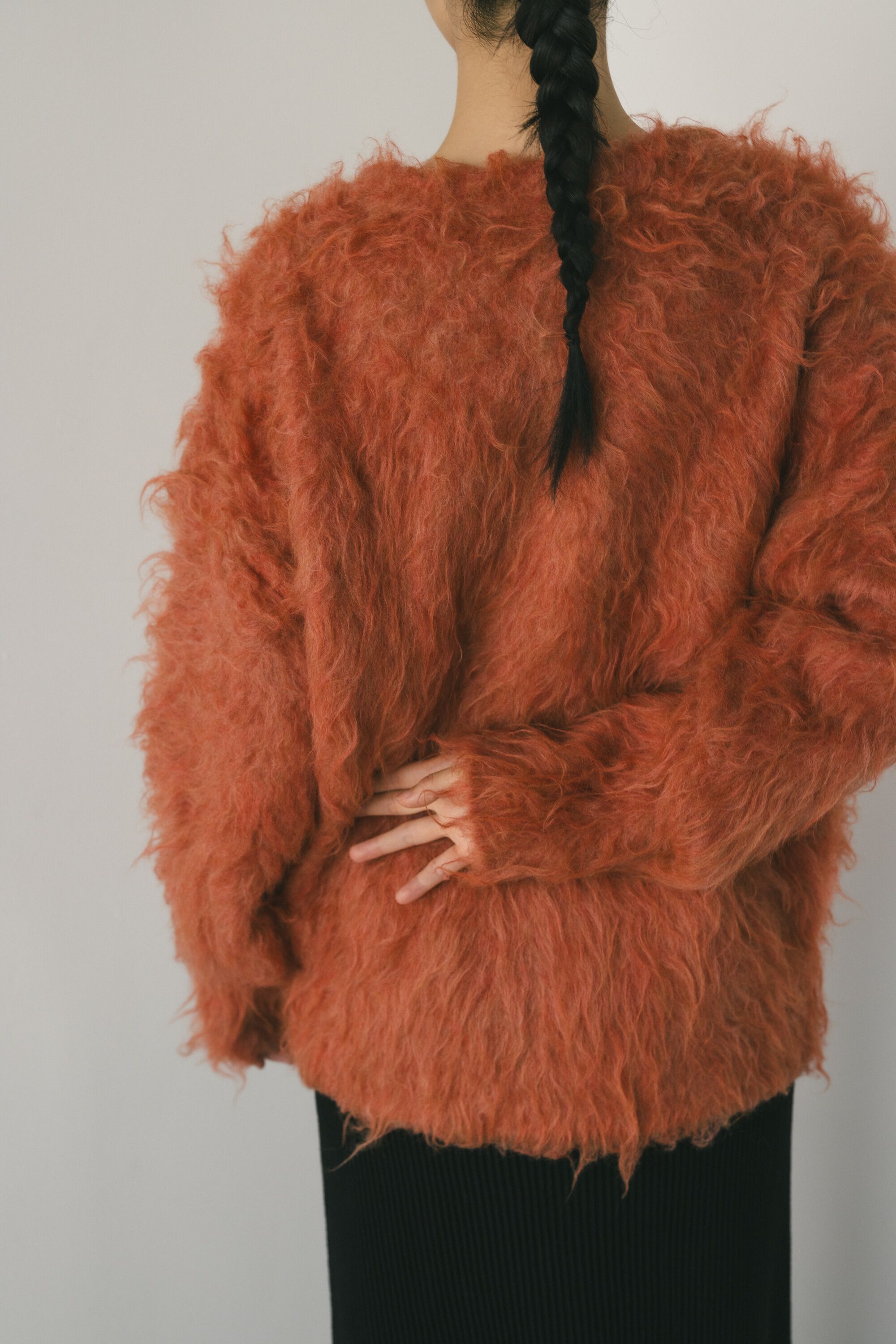 STYLEMIXER「ヘアリーカールクルーニットカーデ」|カーディガン|