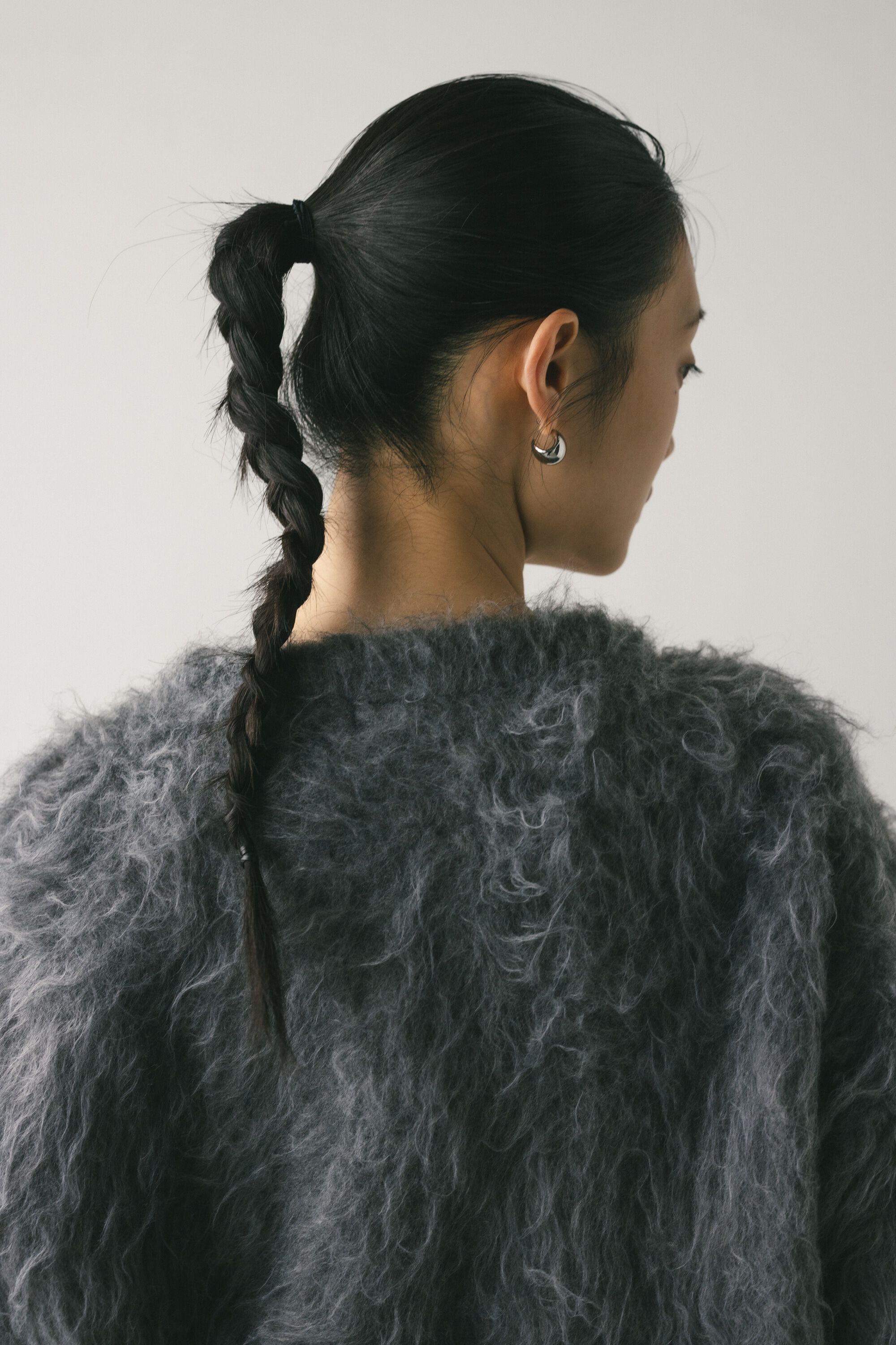 STYLEMIXER「ヘアリーカールクルーニットカーデ」|カーディガン|