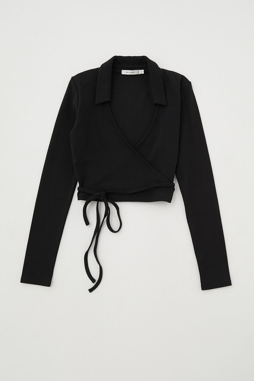 MOUSSY「CROSS OVER POLO LS トップス」|Tシャツ・カットソー|BLK